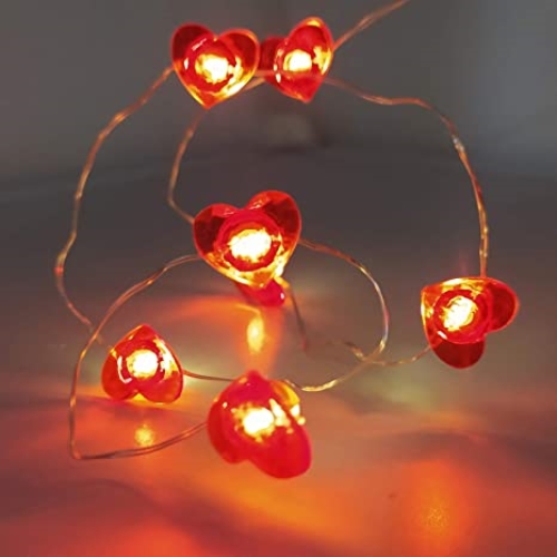 [83494] GUIRNALDA  LED CORAZON ROJO 40 LUCES