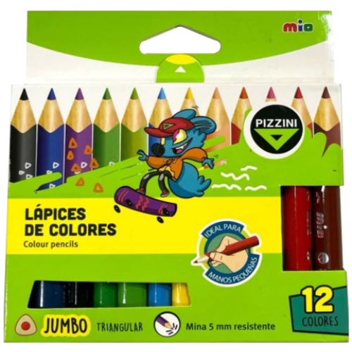 [L73367] LAPICES DE COLOR PIZZINI JUMBO CORTO MINA 5MM 12 UNID. (LMCJ2712)