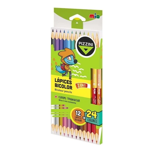 [L73360] LAPICES DE COLOR PIZZINI BICOLOR LARGOS 24 COLORES 12 UNID. (LML4712)