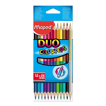 [L43691] LAPICES DE COLOR MAPED BICOLOR LARGOS 24 COLORES 12 UNID. (829600)