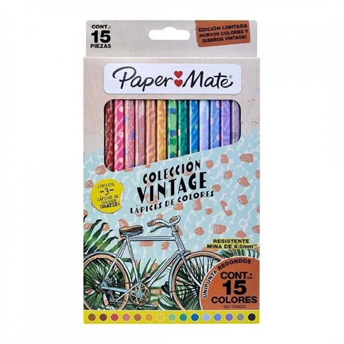 [303319] LAPICES DE COLOR PAPER MATE VINTAGE 15 UNID.