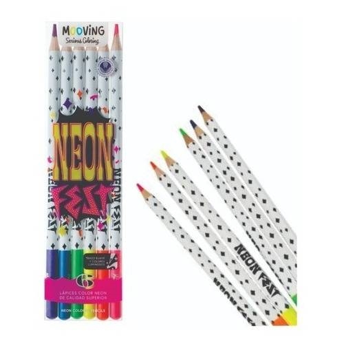 [61106] LAPICES DE COLOR MOOVING NEON LARGOS 6 UNID.