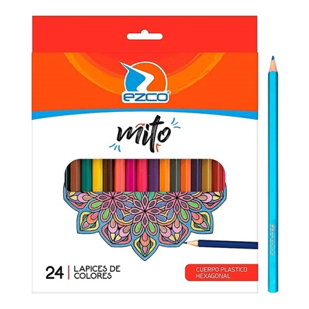 LAPICES DE COLOR EZCO MITO LARGOS 24 UNID.