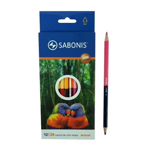 [303186] LAPICES DE COLOR SABONIS BICOLOR LARGOS 24 COLORES 12 UNID. (5000)