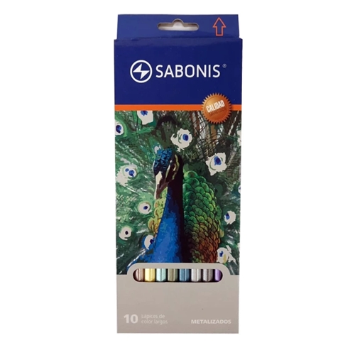 LAPICES DE COLOR SABONIS METALIZADO LARGOS 10 UNID. (9200)