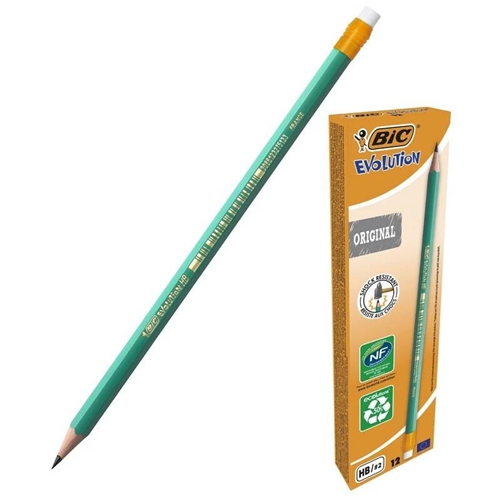 [L44131] LAPIZ GRAFITO BIC EVOLUTION N°2 CON GOMA (1103254/835293)