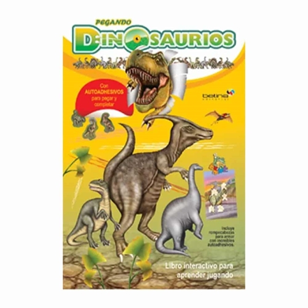 [L71832] LIBRO DIDACTICO BETINA PEGANDO Y PINTANDO DINOSAURIO CON STICKERS