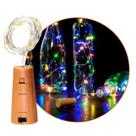 [20711] LUZ LED ALAMBRE CORCHO MULTICOLOR 30 LUCES