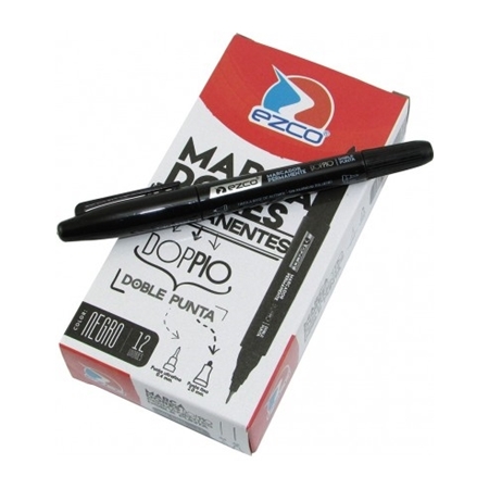 MARCADOR PERMANENTE EZCO DOPPIO DOBLE PUNTA NEGRO (403200)