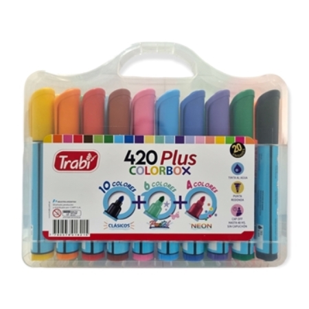 MARCADORES TRABI COLORBOX REDONDO SURTIDO 20 UNID. (420) VALIJA