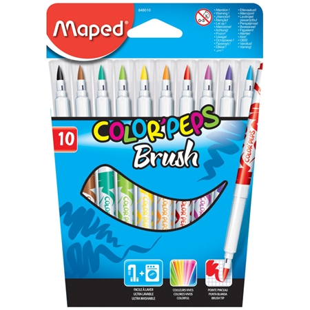 MARCADORES MAPED COLOR PEPS BRUSH PUNTA PINCEL 10 UNID.
