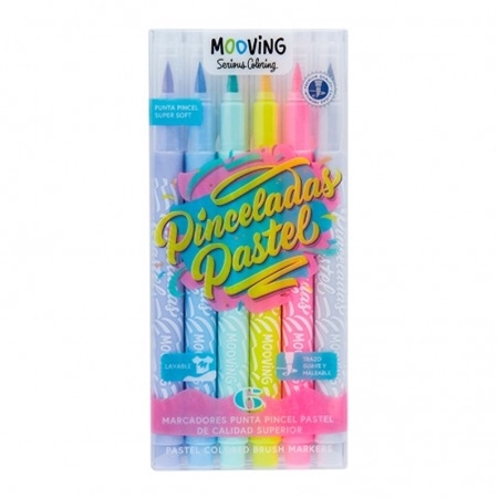 [503523532] MARCADORES MOOVING PINCELADAS PASTEL PUNTA PINCEL 6 UNID. (3031106)