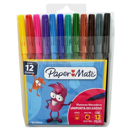 [303404] MARCADORES PAPER MATE SYLVAPEN LARGOS 12 UNID.
