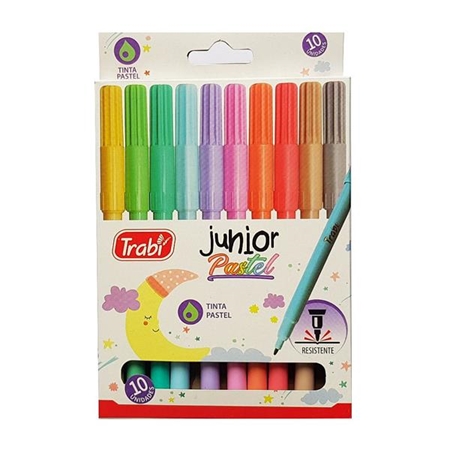 [303822] MARCADORES TRABI JUNIOR PASTEL 10 UNID.