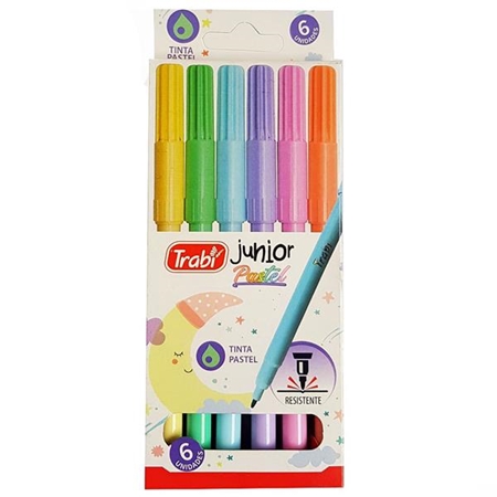 [303814] MARCADORES TRABI JUNIOR PASTEL 6 UNID.