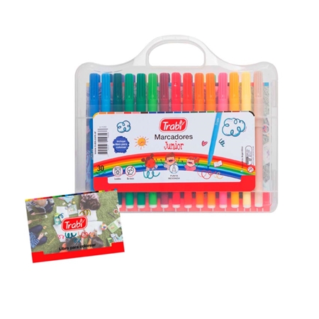 [303835] MARCADORES TRABI JUNIOR CON LIBRITO 30 UNID. VALIJA