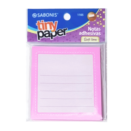 NOTAS ADHESIVAS SABONIS TINY PAPER 75X75 MM SOFT LINE ROSA (1105)