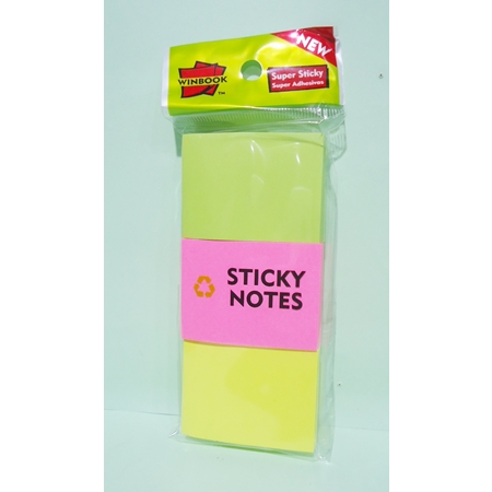[308023] NOTAS ADHESIVAS WINBOOK STICKY NOTES 38X51 MM 100 HOJAS FLUO 3 UNID.