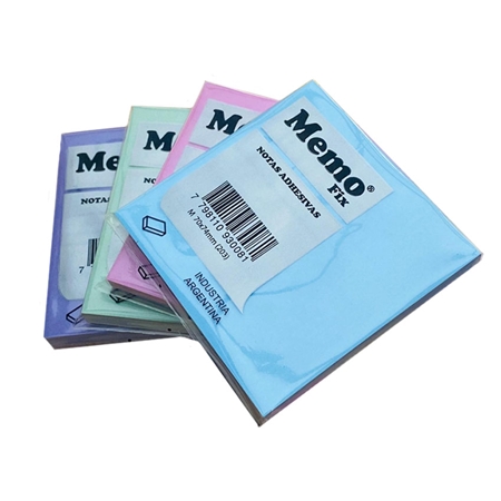 NOTAS ADHESIVAS MEMO FIX 74X74 MM PASTEL 100 HOJAS (203)