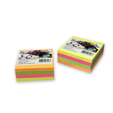 NOTAS ADHESIVAS MEMO FIX 75X75 MM TACO FLUO 4 COLORES 320 HOJAS (606)