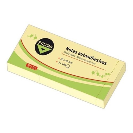 [308301] NOTAS ADHESIVAS PIZZINI 40X50 MM AMARILLO 3X100 UNID.