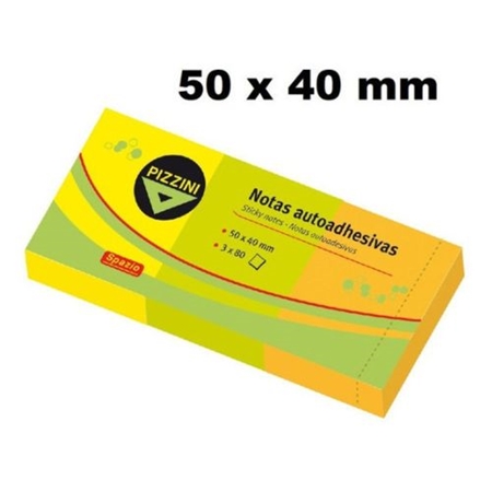 NOTAS ADHESIVAS PIZZINI 40X50 MM FLUO 3X80 UNID.