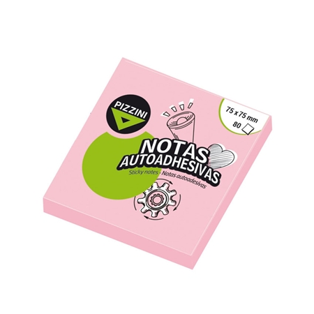 NOTAS ADHESIVAS PIZZINI 75X75 MM ROSA PASTEL