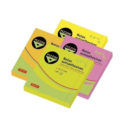 NOTAS ADHESIVAS PIZZINI 75X75 MM NARANJA FLUO