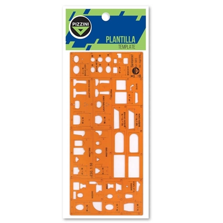 [L77076] PLANTILLA DE DIBUJO PIZZINI SANITARIO ESCALA 1:50 (5813)