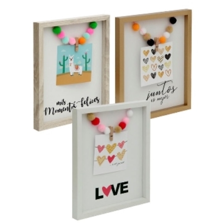 [D75237] PORTAFOTOS VGO 20X25 CON POMPON Y BROCHES