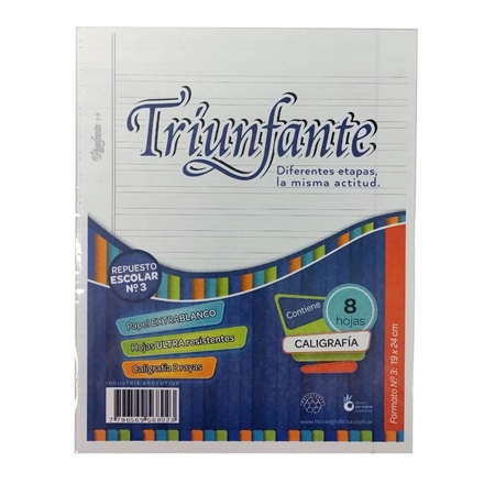[306337] REPUESTO CALIGRAFIA TRIUNFANTE N° 3 X8 HOJAS 8 HOJAS