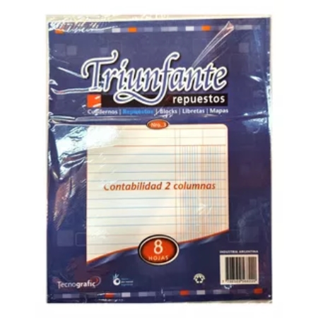 [306226-1] REPUESTO CONTABILIDAD TRIUNFANTE N° 3  2 COLUMNAS