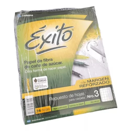 [306065-C] REPUESTO ESCOLAR ÉXITO CON BANDA N° 3 24 HOJAS CUADRICULADO