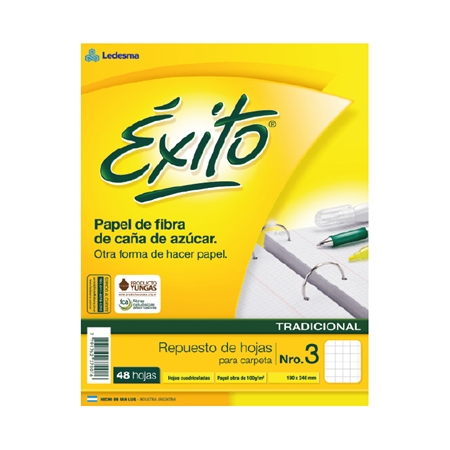 [306061-C] REPUESTO ESCOLAR ÉXITO N° 3 48 HOJAS CUADRICULADO