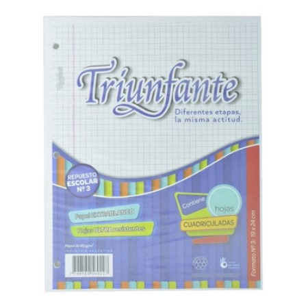 [306233.1] REPUESTO ESCOLAR TRIUNFANTE N° 3  48 HOJAS CUADRICULADO