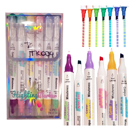 [201977] RESALTADORES TOKI HIGHTING MARKER MAGICO DOBLE PUNTA 6 UNID. (TK-004)