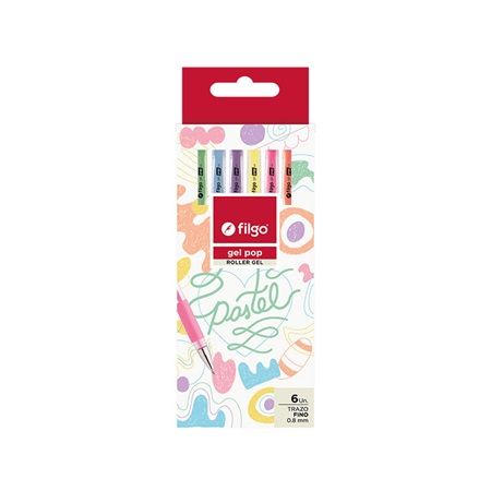 [78690] BOLIGRAFO ROLLER GEL FILGO GEL POP PASTEL 6 UNID. (GP8-E6-PAS)