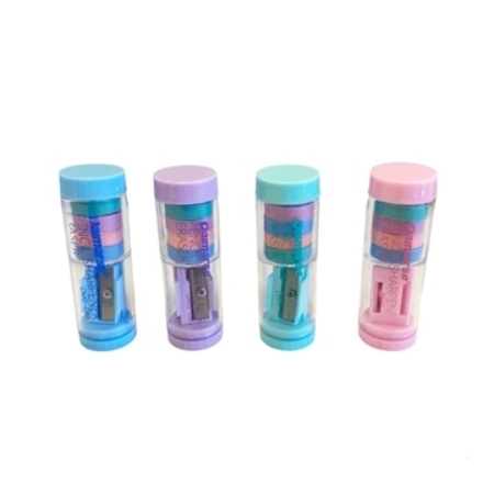 SACAPUNTAS COLOURS TUBO CON 4 GOMAS (24081)