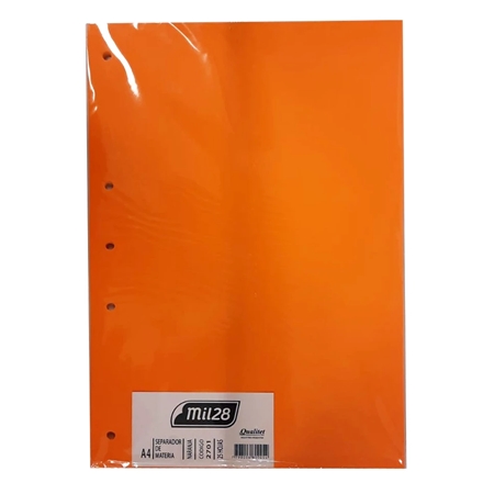 [306180-4] SEPARADOR MIL28 A4 CARTULINA COLOR NARANJA