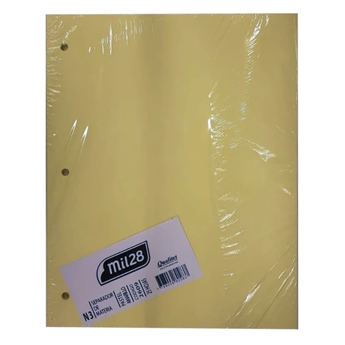 [306179-9] SEPARADOR MIL28 N°3 CARTULINA COLOR AMARILLO PASTEL