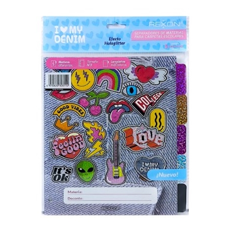 [306509.5] SEPARADOR REXON LOVE DENIM N°3 CON VENTANITA 5 UNID.