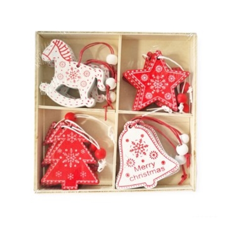 [83844] ADORNOS NAVIDEÑOS SET MADERA (H9746) 6 CM