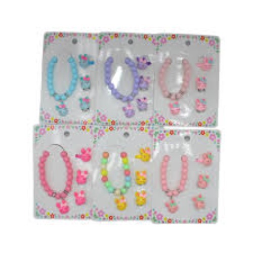 SET BIJOU INFANTIL PULSERA + ANILLO + AROS (BLISTER)