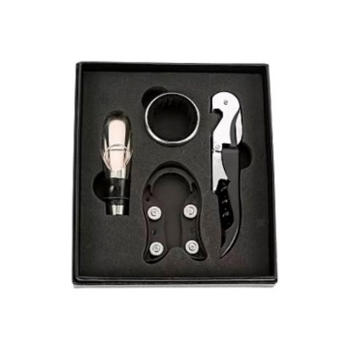[H66483] SET DE VINO BENABI 4 PIEZAS CAJA