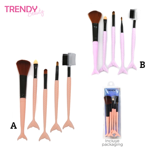 [87109.2] SET MAQUILLAJE TRENDY BROCHAS 5 UNID. (15326)