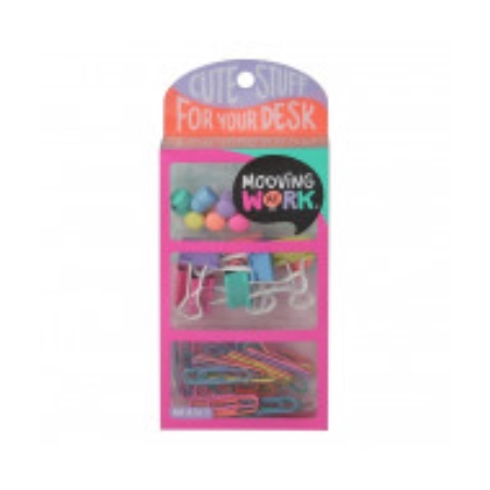 SET OFICINA MOOVING MANIA 3 EN 1 PINK CLIPS/BINDER/PINS (2112060302)
