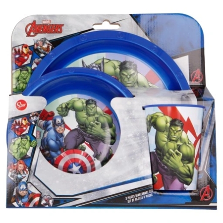 SET VAJILLA CRESKO AVENGERS INFANTIL PLATO, BOWL, VASO (SP929)
