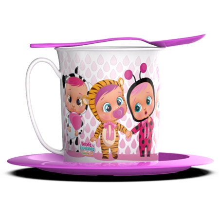 SET VAJILLA BELGIOCO CRY BABIES INFANTIL TAZA, PLATO, CUCHARA