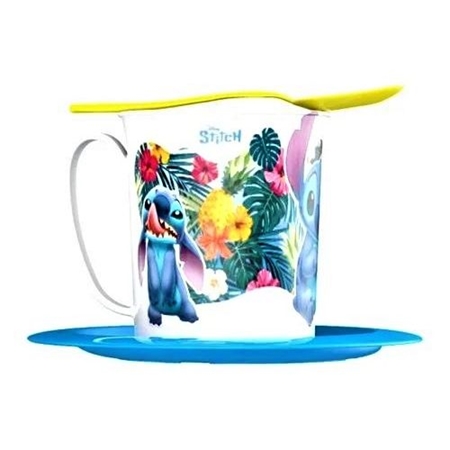 [84220] SET VAJILLA BELGIOCO STITCH INFANTIL TAZA, PLATO, CUCHARA