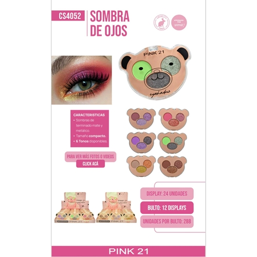 SOMBRA MAQUILLAJE PINK21 GLITTER 3 TONOS (CS4052)